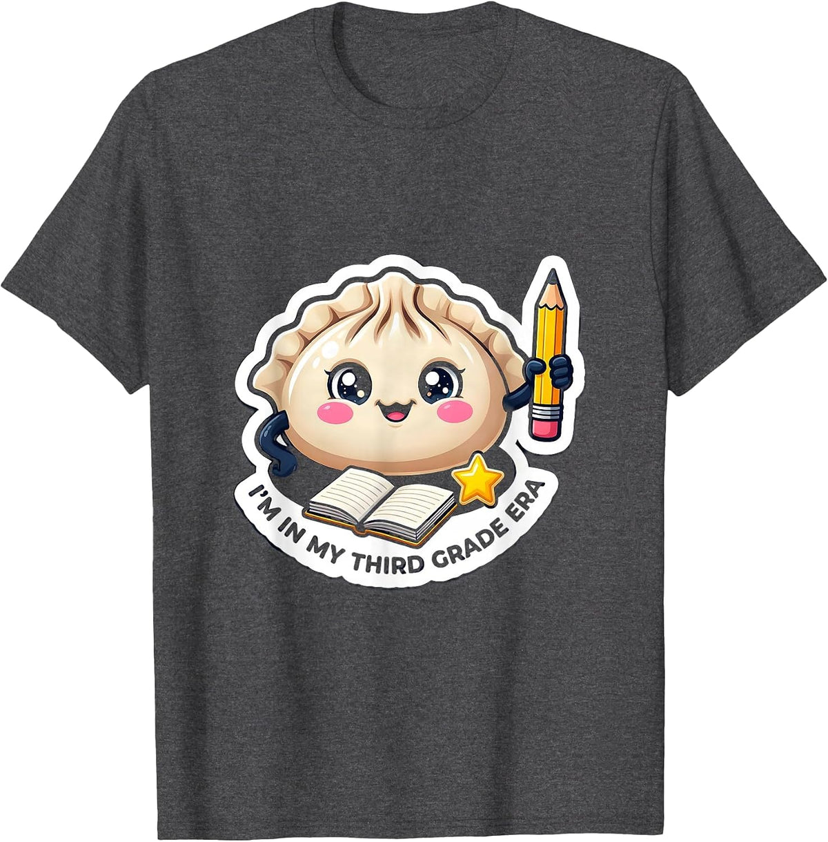 Men's I'm In My Third Grade Era Cute Dumpling Back to School Girl T-Shirt - Dark Heather Grey