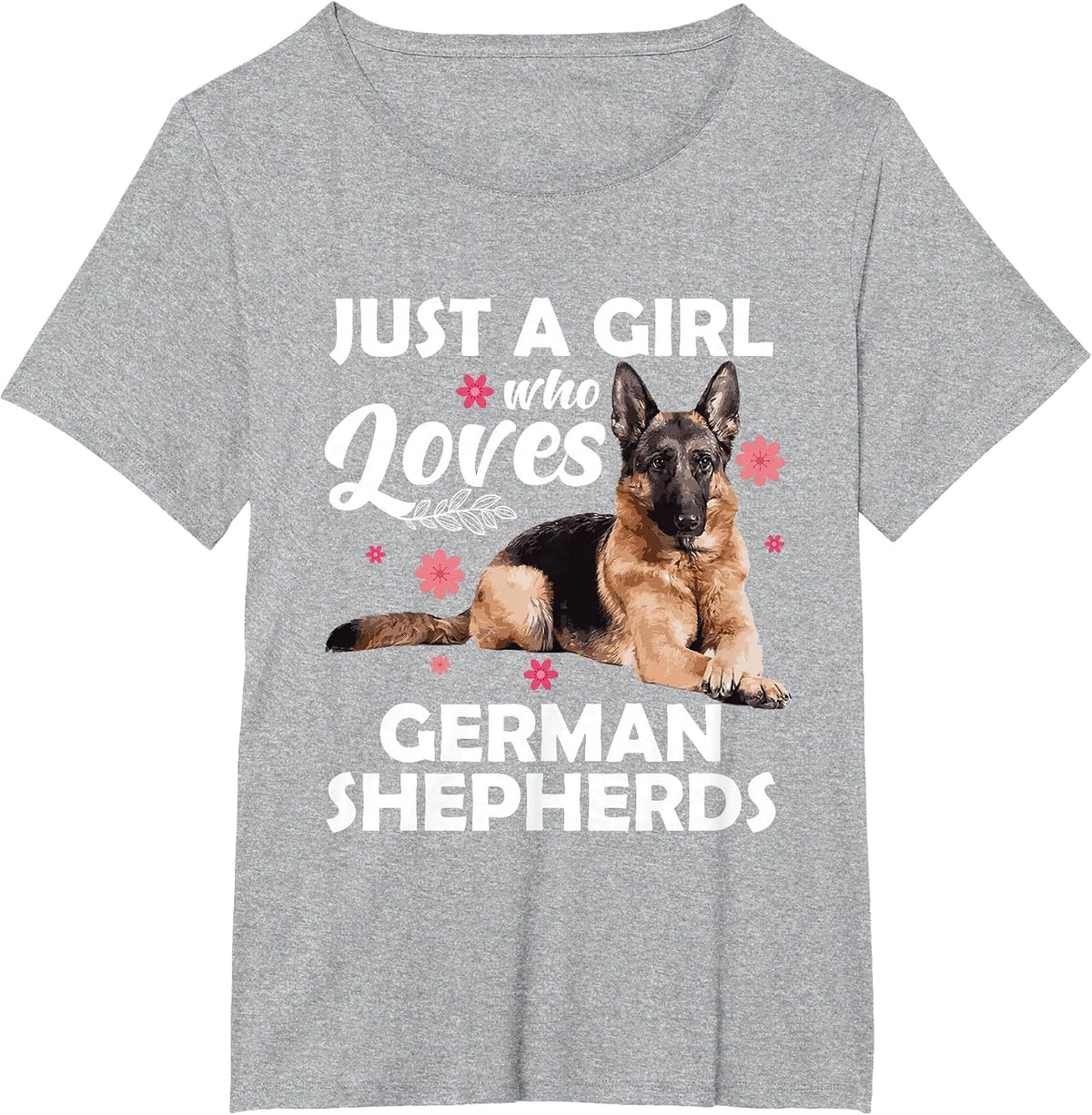 Funny German Shepherd Art for Girls Women Kids Dog Lovers T-Shirt - Heather Grey