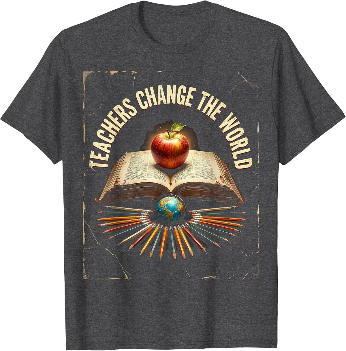 Teachers Change The World Elementary Design T-Shirt - Dark Heather Grey