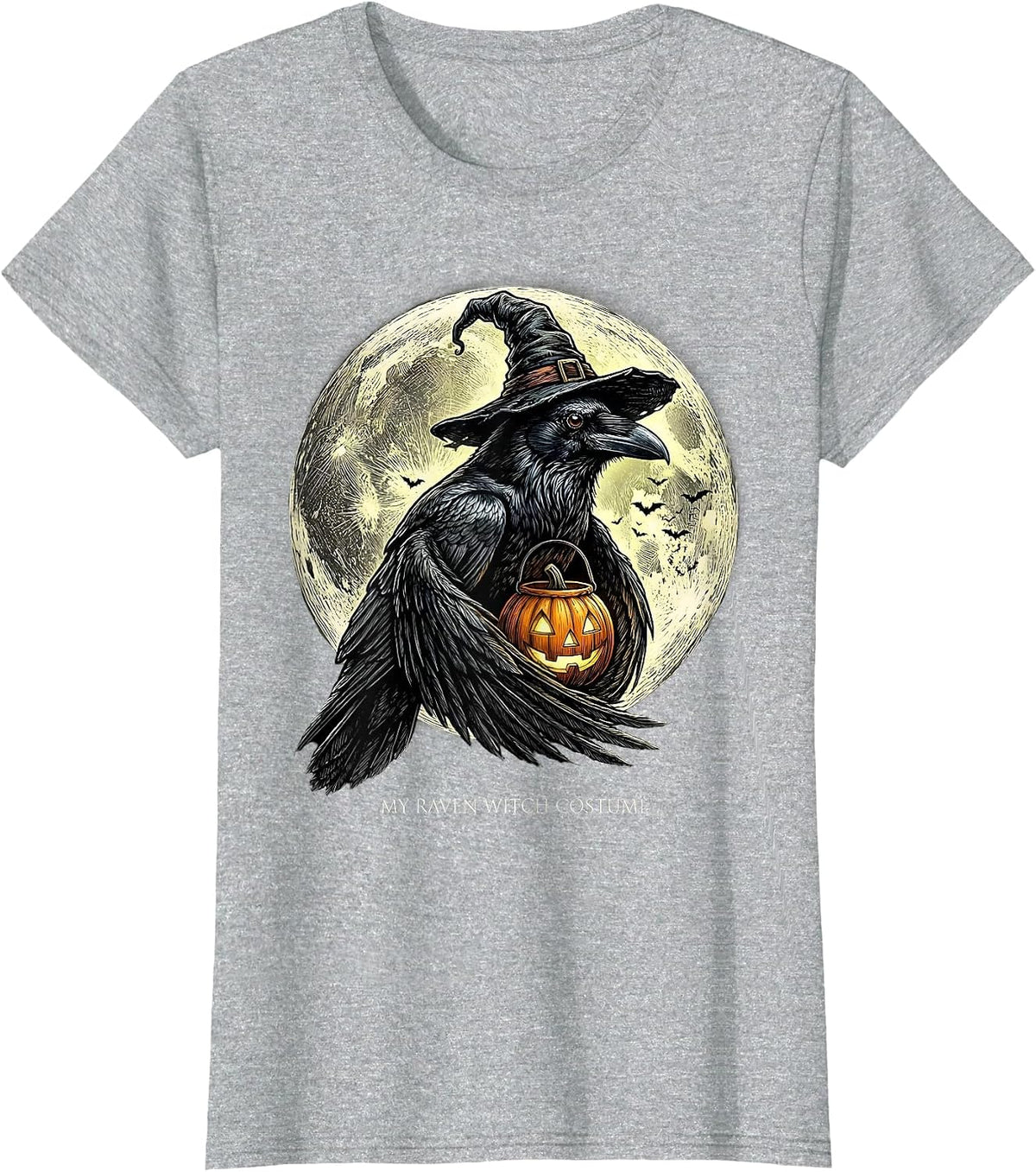 My Raven Witch Costume Funny Halloween Animal Lover T-Shirt - Heather Grey