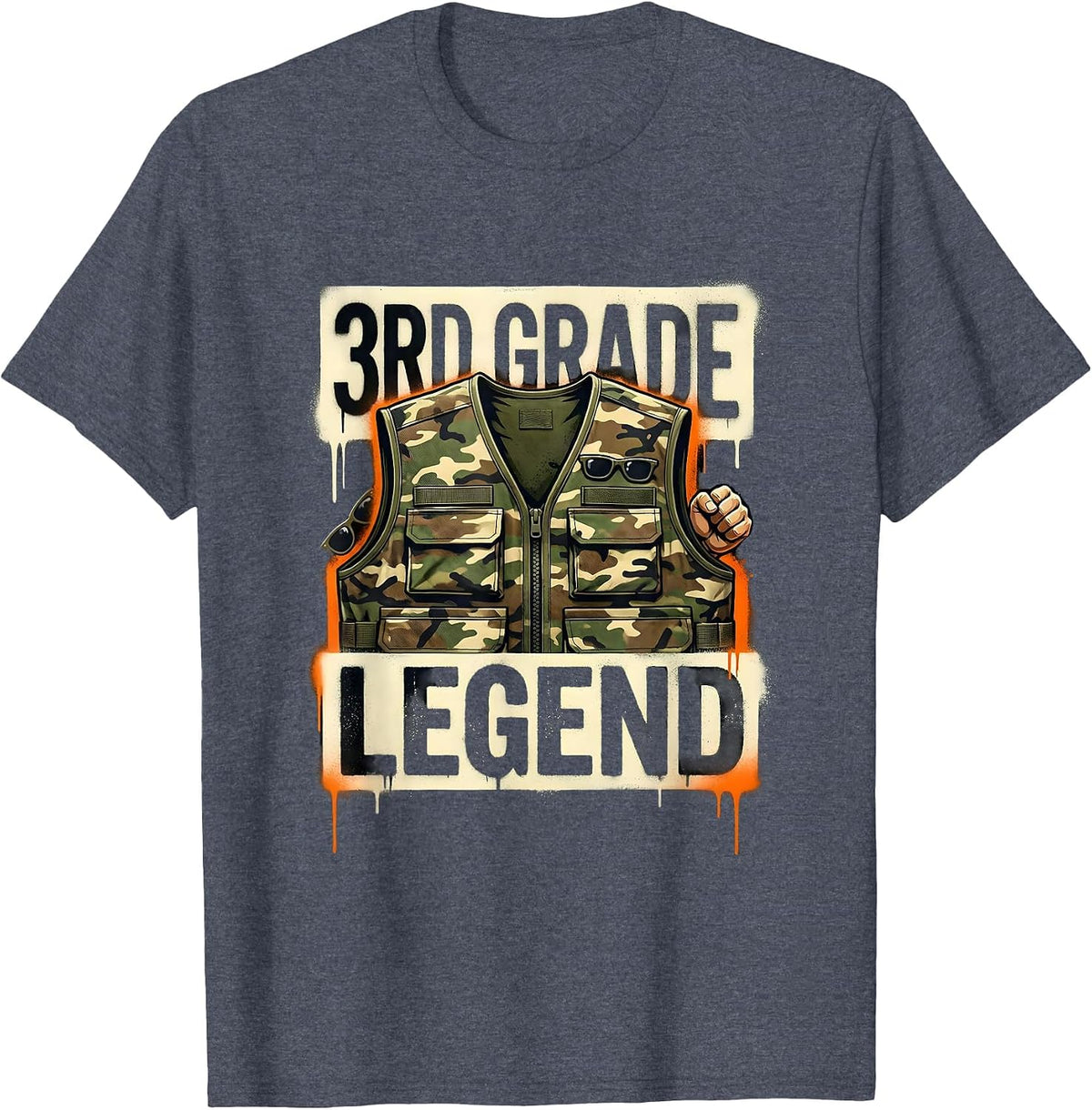 3RD GRADE LEGEND Streetwear Camo Back To School Boys T-Shirt - Heather Blue