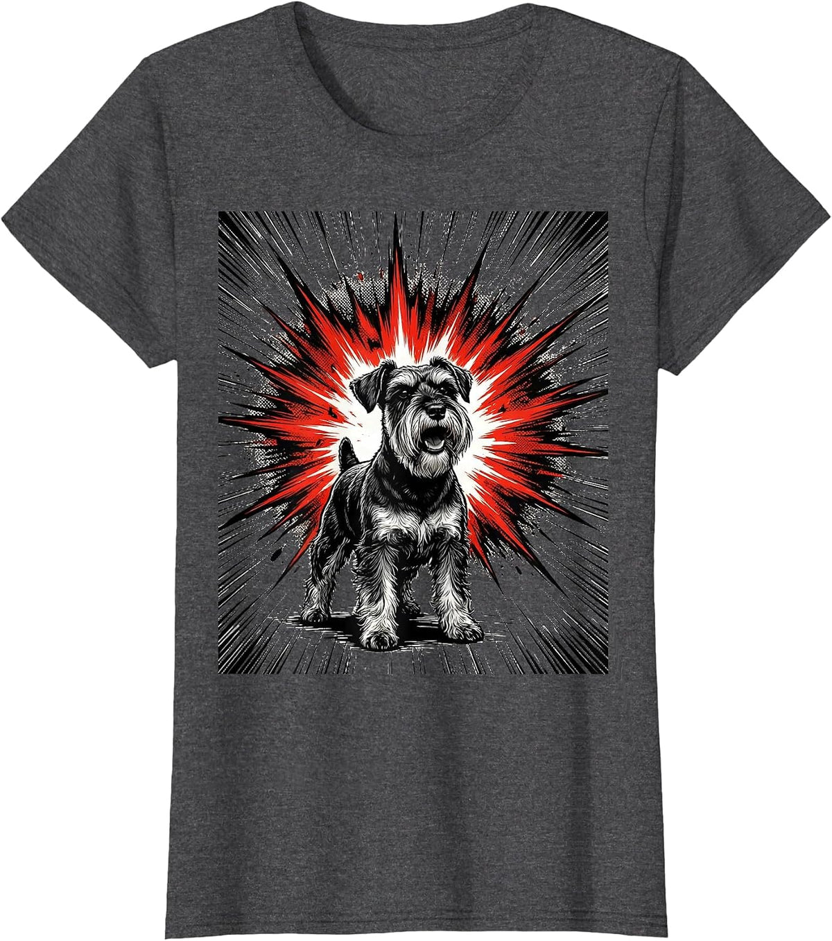Women's Miniature Schnauzer Comic Book Dog Lover Gift T-Shirt - Dark Heather Grey