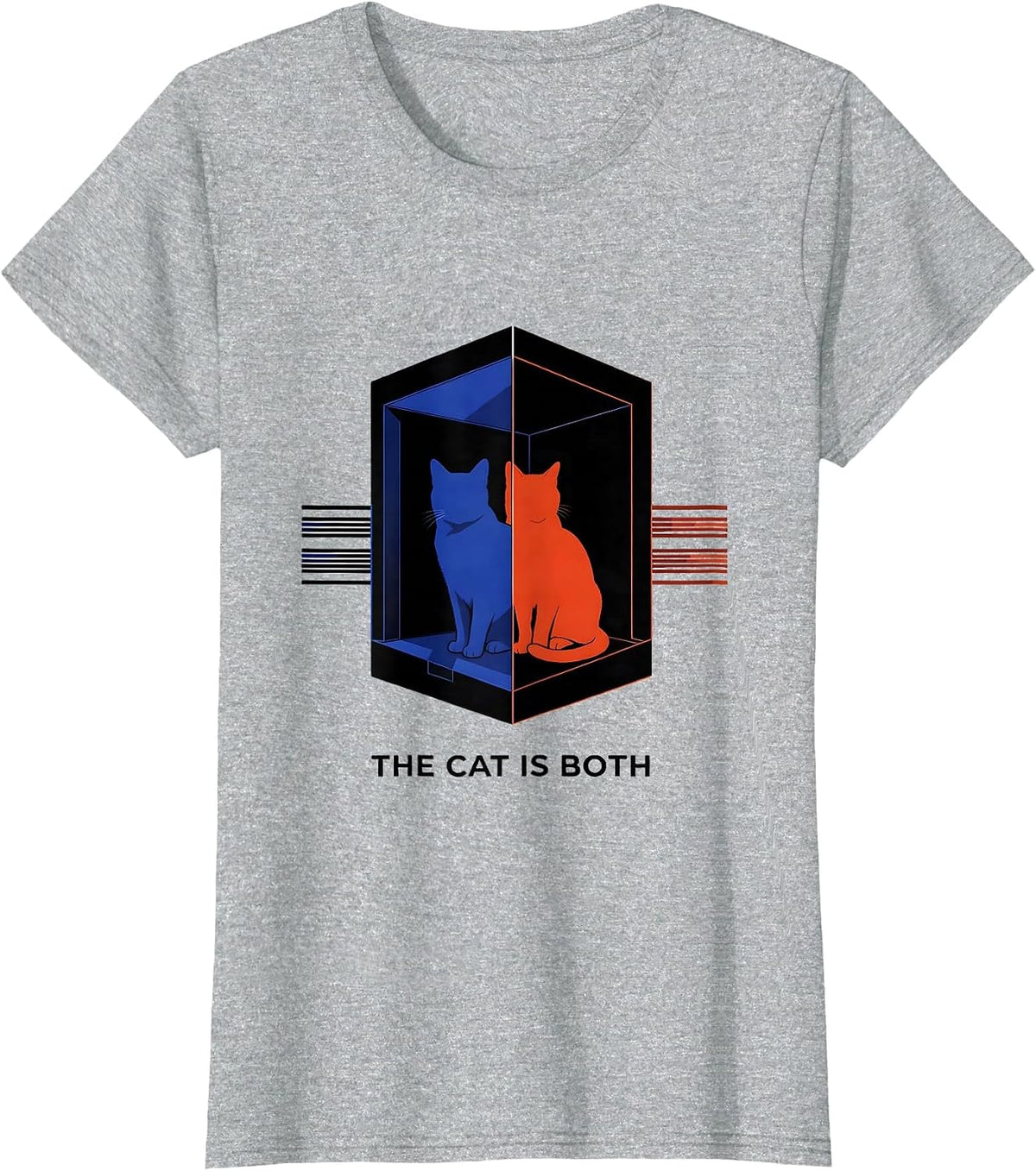 The Cat Is Both Quantum Physics Humor Science Geek Gift T-Shirt - Heather Grey