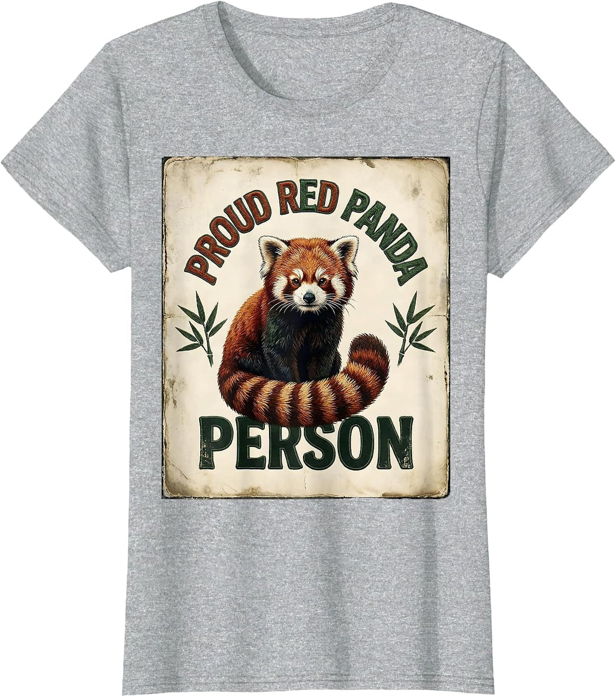 Proud Red Panda Person Vintage Cute Humor Animal Lover Gift T-Shirt - Heather Grey