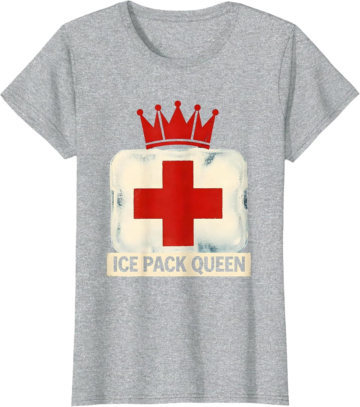 Women's Ice Pack Queen School Nurse Design T-Shirt - Heather Grey
