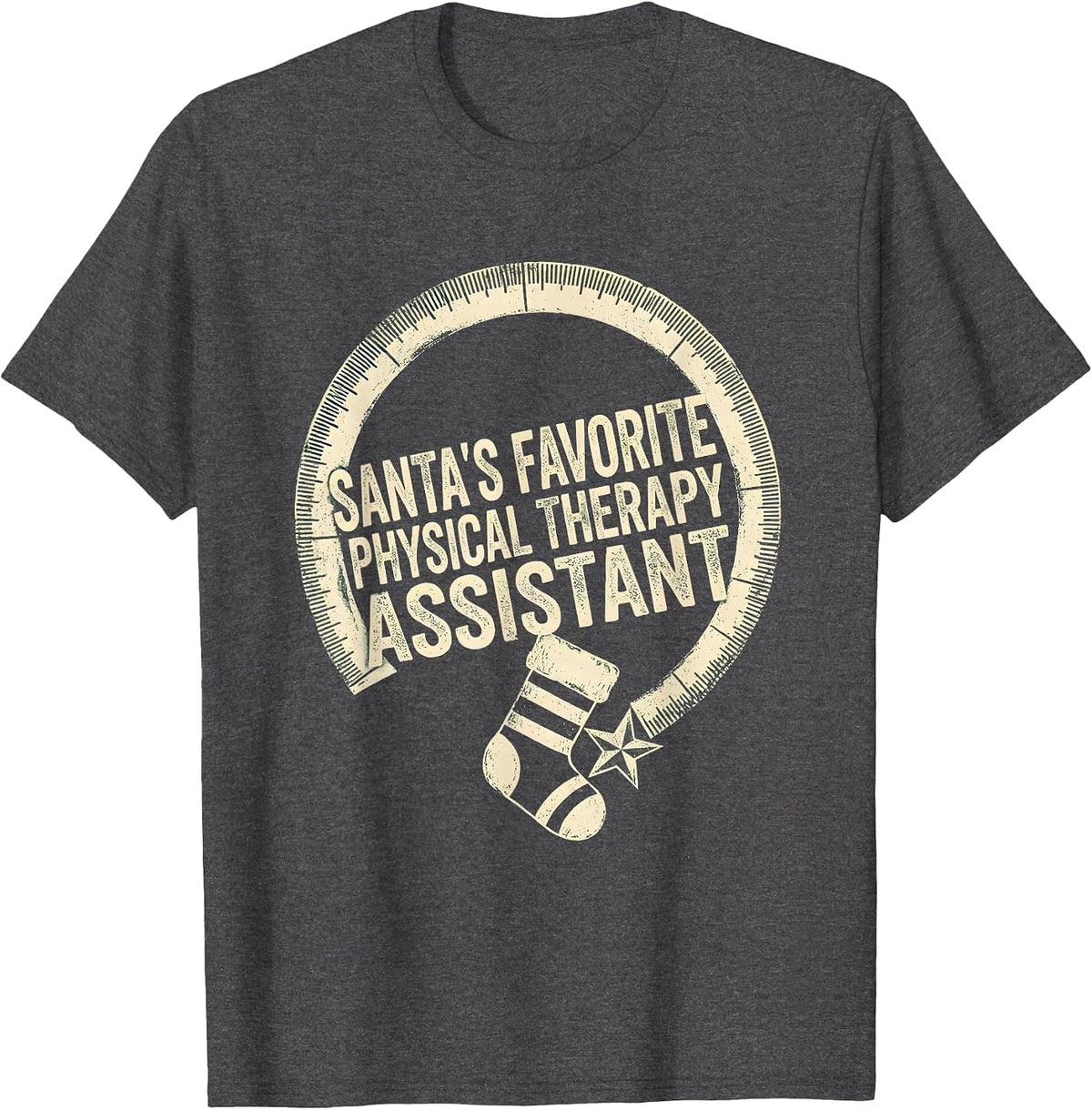 Santa's Favorite Physical Therapy Assistant Funny T-Shirt - Dark Heather Grey