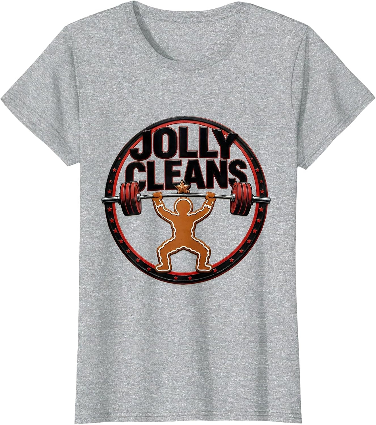 Jolly Cleans Wood Type Letterpress Funny Gym Bodybuilder T-Shirt - Heather Grey