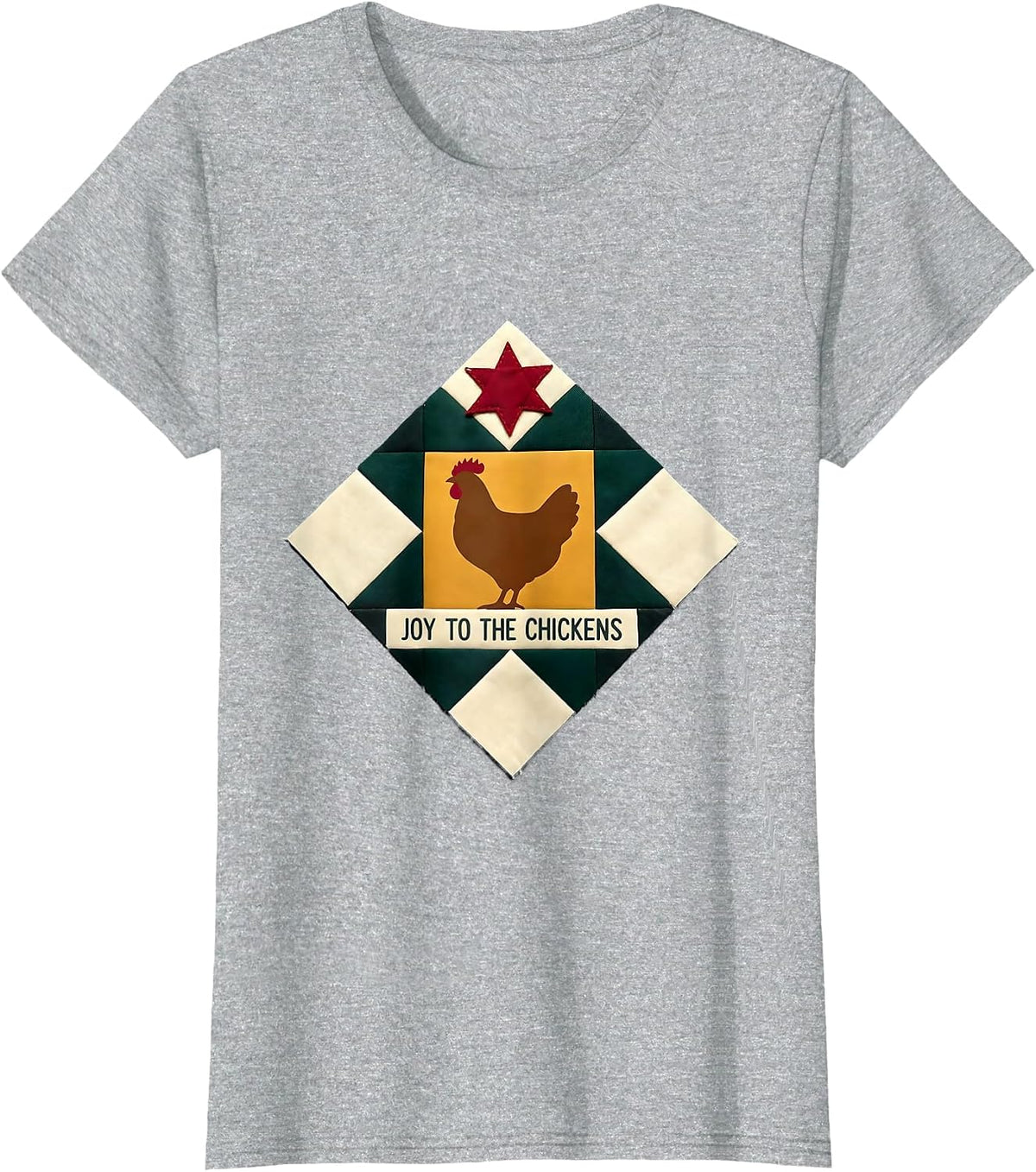 Women's Joy To The Chickens Funny Farm Christmas Chicken Lover Gift T-Shirt - Heather Grey