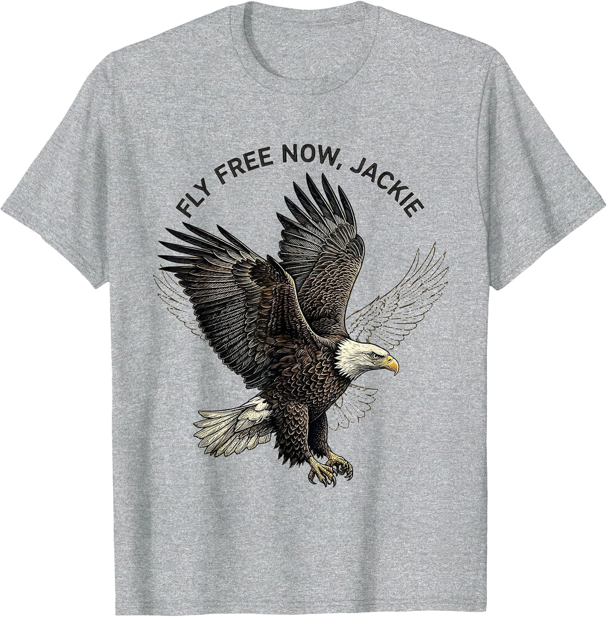Men's Fly Free Now, Jackie Memorial Bald Eagle Tribute T-Shirt - Heather Grey