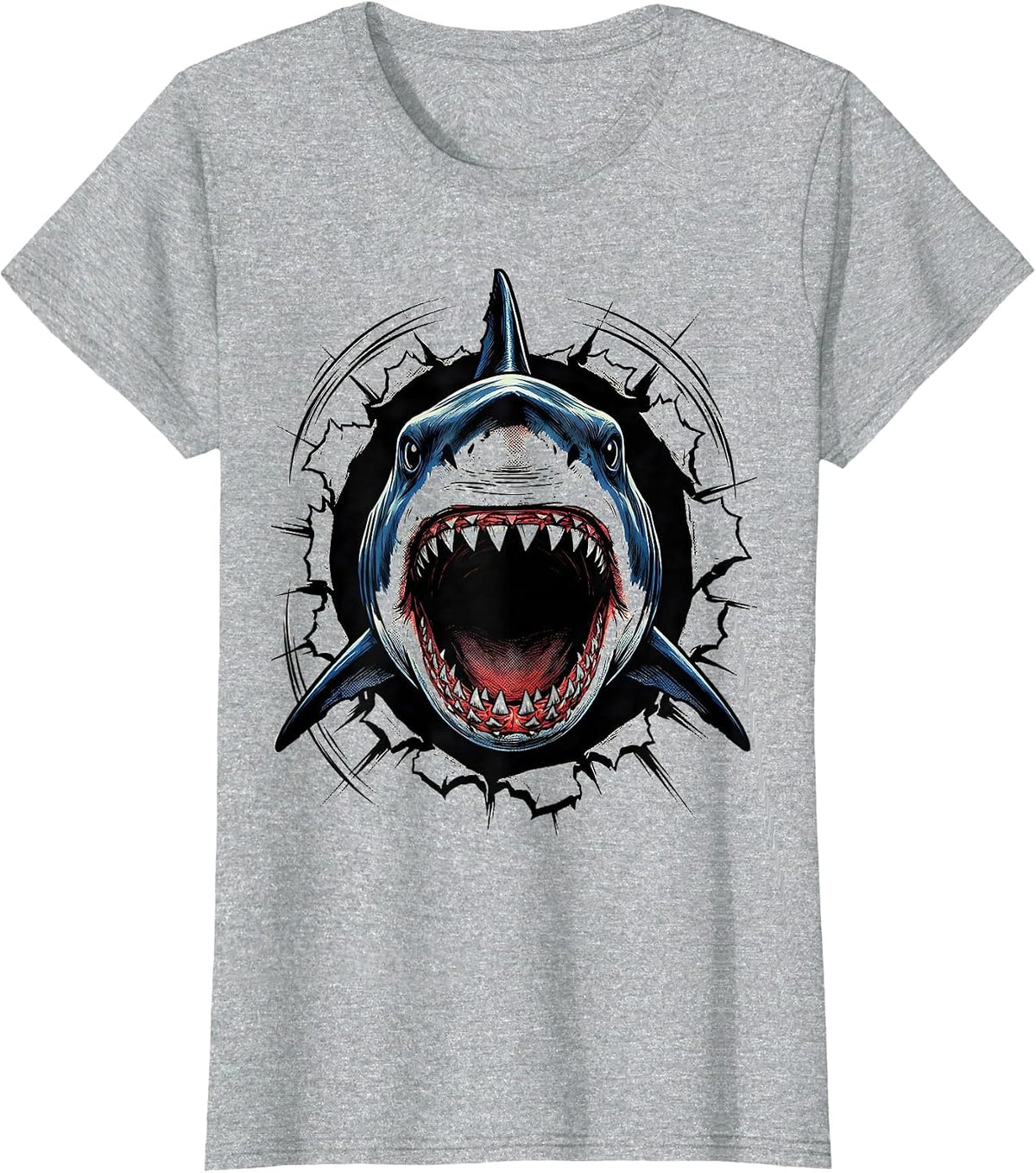 Shark Jaw Comic Book Halloween Costume T-Shirt - Heather Grey