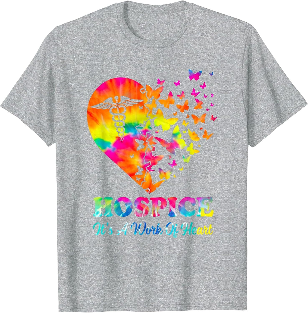 Hospice It's A Work of Heart Hospice Nurse Nursing Scrubs T-Shirt - Heather Grey
