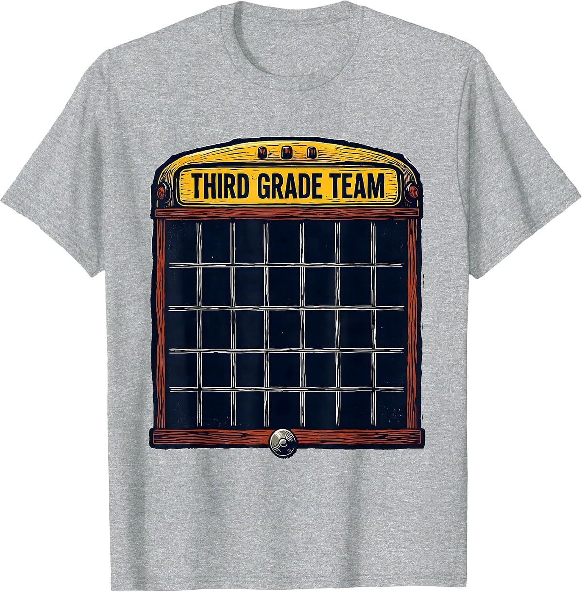 Men's Third Grade Team Linocut Classroom Calendar Board Teacher T-Shirt - Heather Grey
