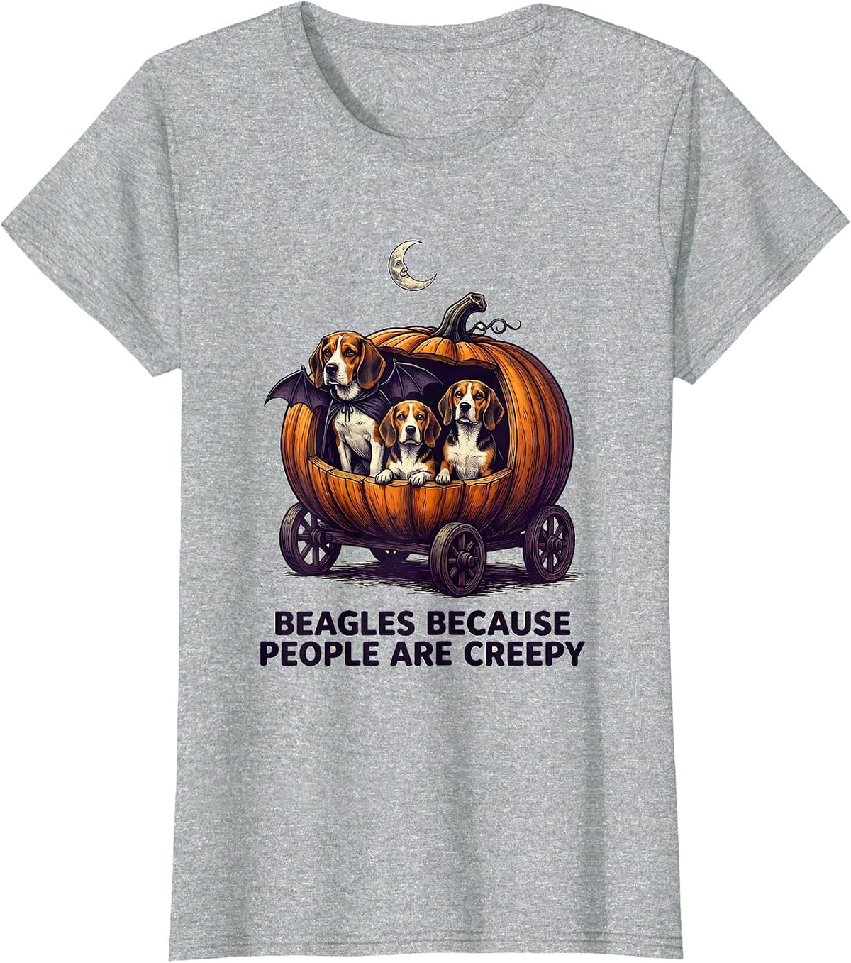 Beagles Because People Are Creepy Funny Dog Halloween T-Shirt - Heather Grey