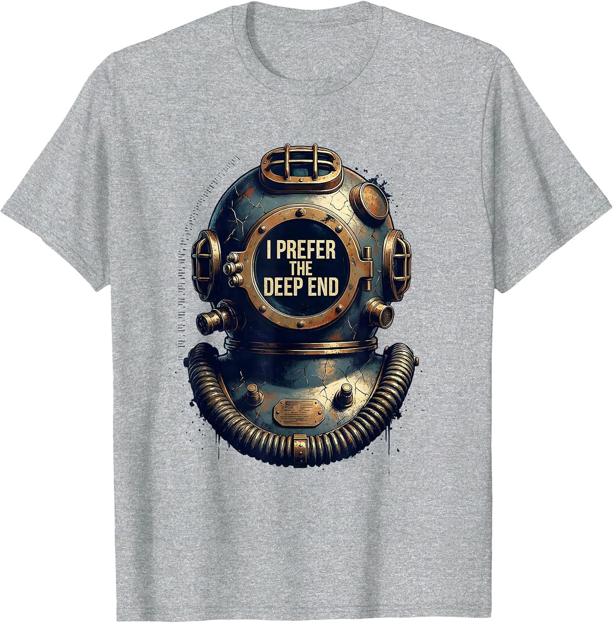 Men's I Prefer The Deep End Distressed Scuba Diving Diver Humor T-Shirt - Heather Grey
