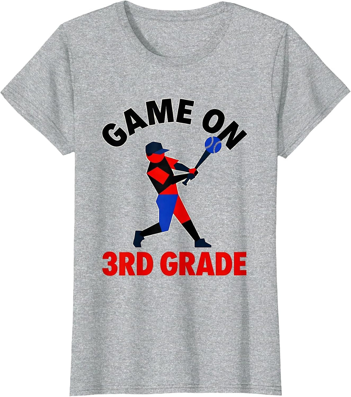 Game On 3rd Grade Bauhaus Modernist Back To School Baseball T-Shirt - Heather Grey