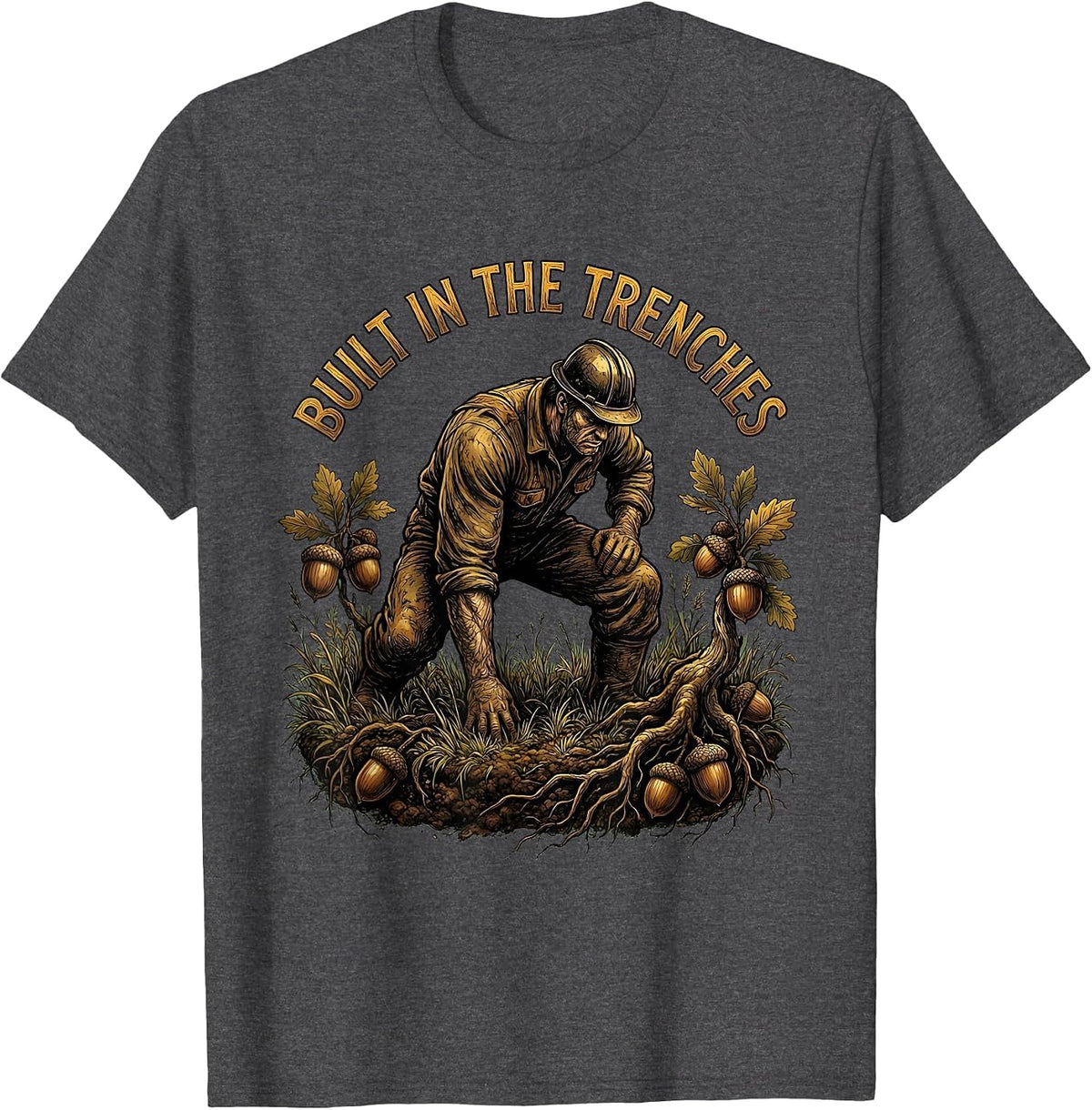 Line Play Wins Championships Football Lineman Design T-Shirt - Dark Heather Grey