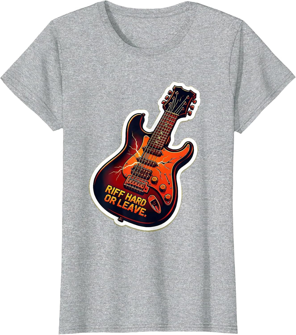 Riff Hard Or Leave Metal Guitar Design T-Shirt - Heather Grey