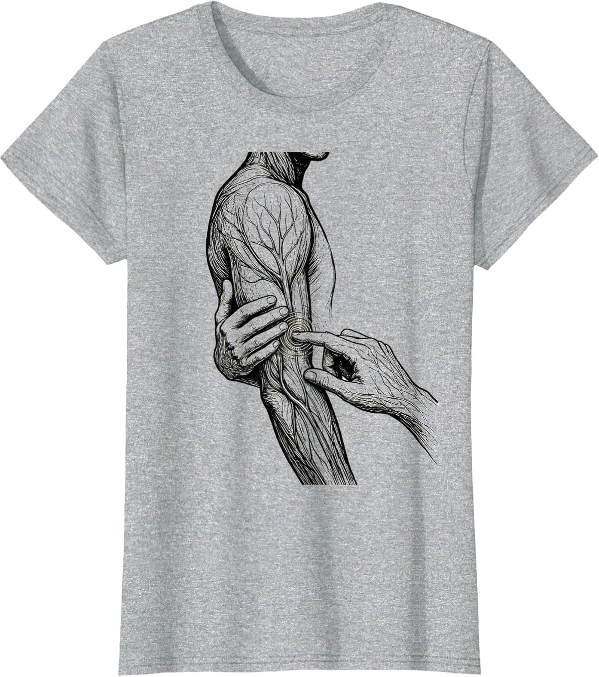Anatomical Lines Massage Therapist Line Art Occupational T-Shirt - Heather Grey