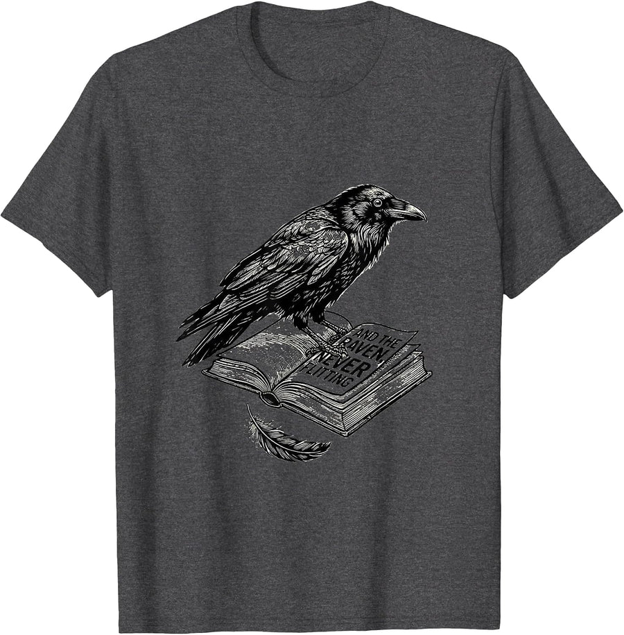 Men's And The Raven, Never Flitting Gothic Edgar Allan Poe T-Shirt - Dark Heather Grey