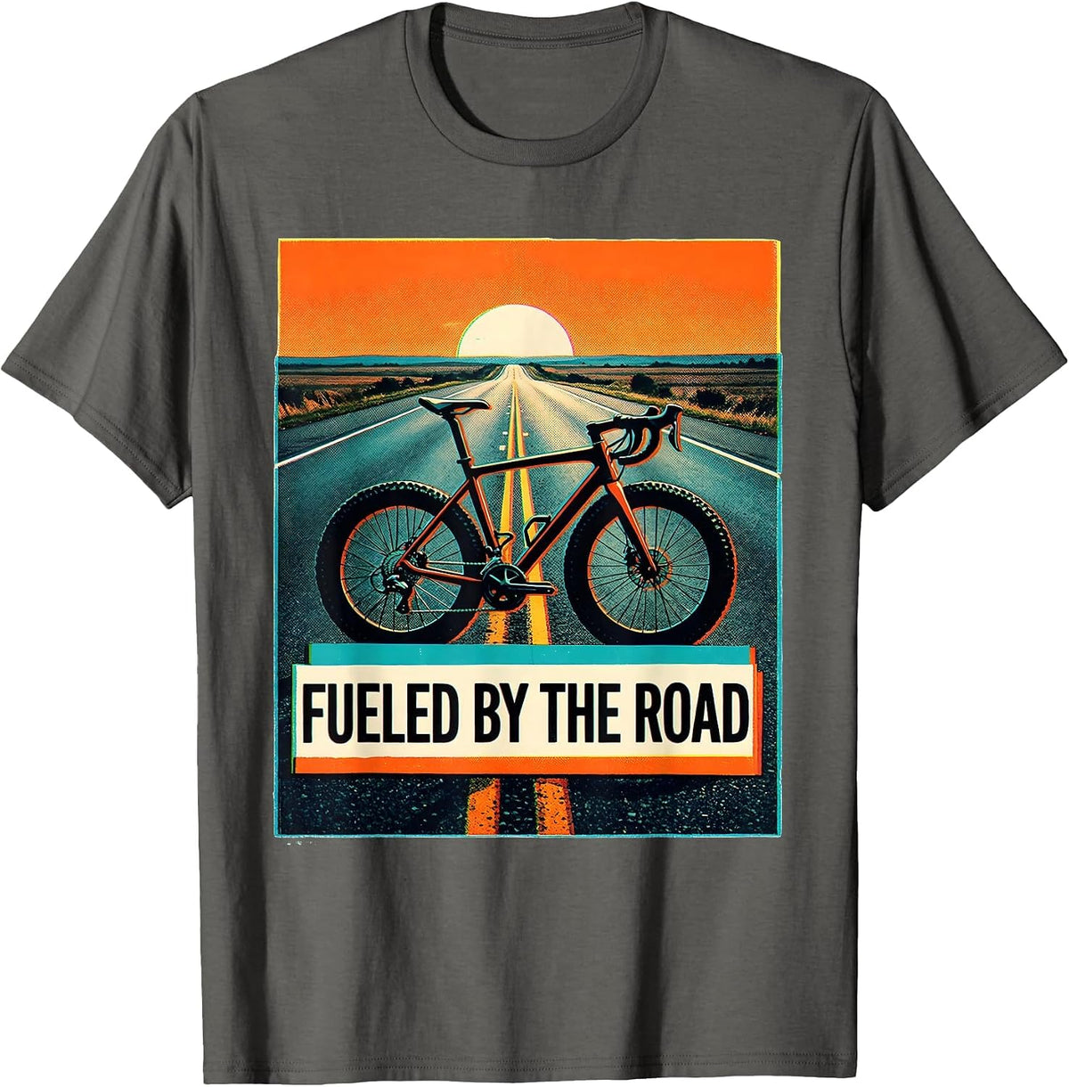 Fueled by the Road Cycling Bike Design T-Shirt - Asphalt Grey