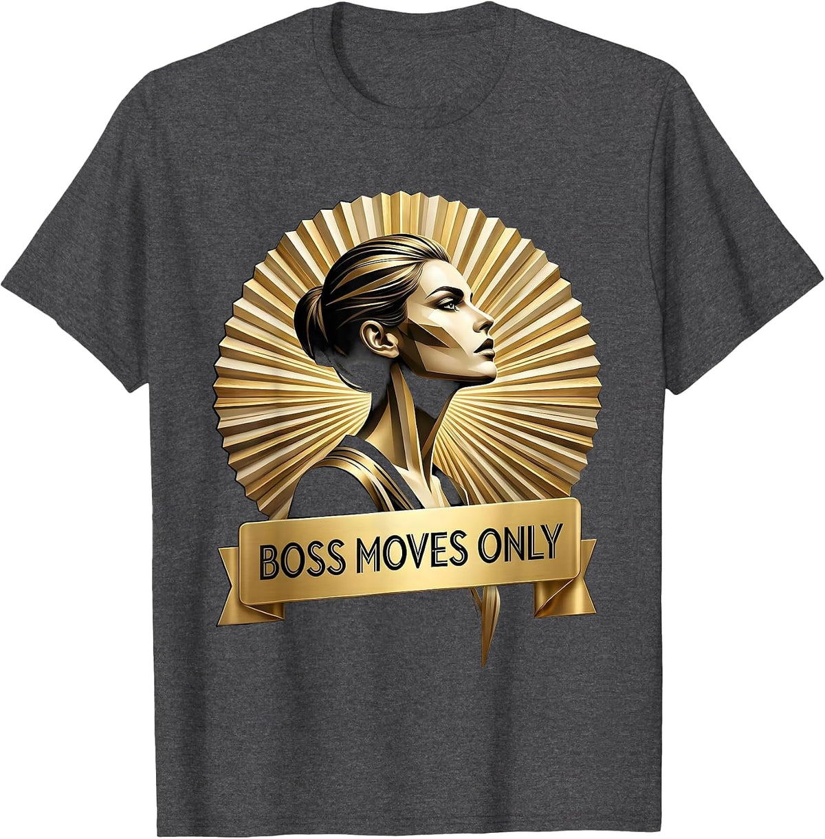 Men's Boss Moves Only Empowerment Design T-Shirt - Dark Heather Grey