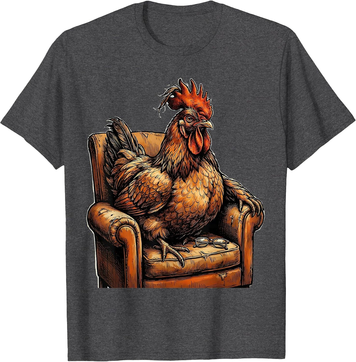 Puffed Hen Funny Chicken Lover Farm Animal Humor T-Shirt - Dark Heather Grey