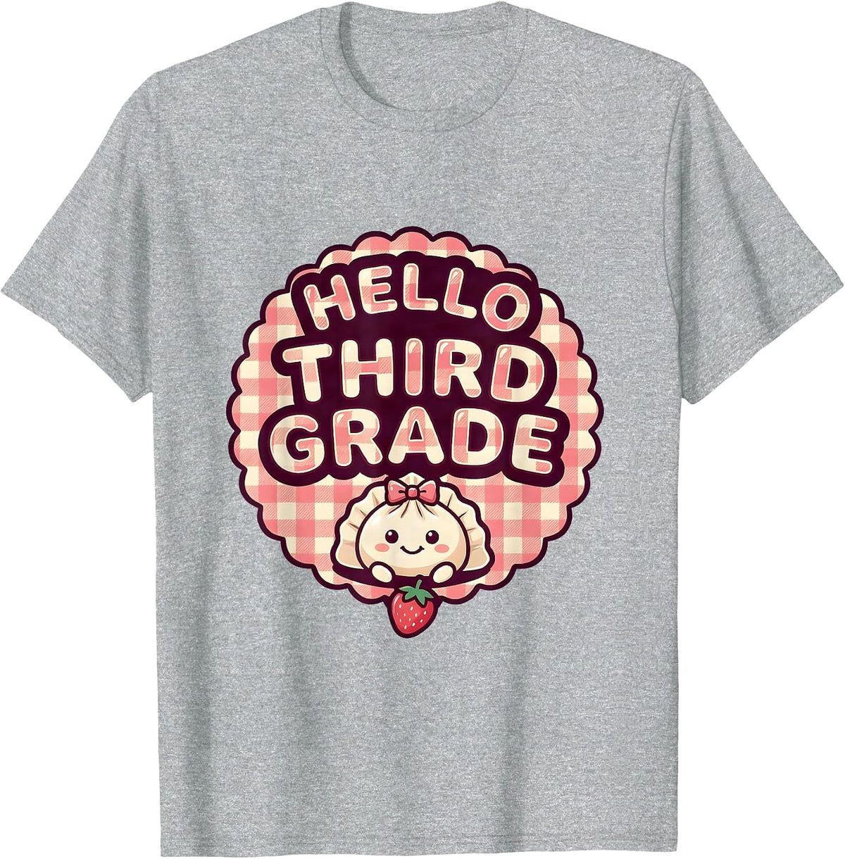 Men's Hello, Third Grade Cute Dumpling Girl Back to School Teacher T-Shirt - Heather Grey