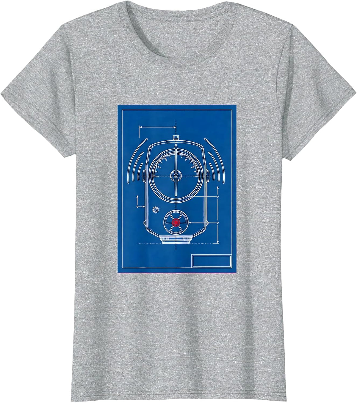 Women's Technical Survey Meter Radiation Trefoil Dark Humor Physics T-Shirt - Heather Grey