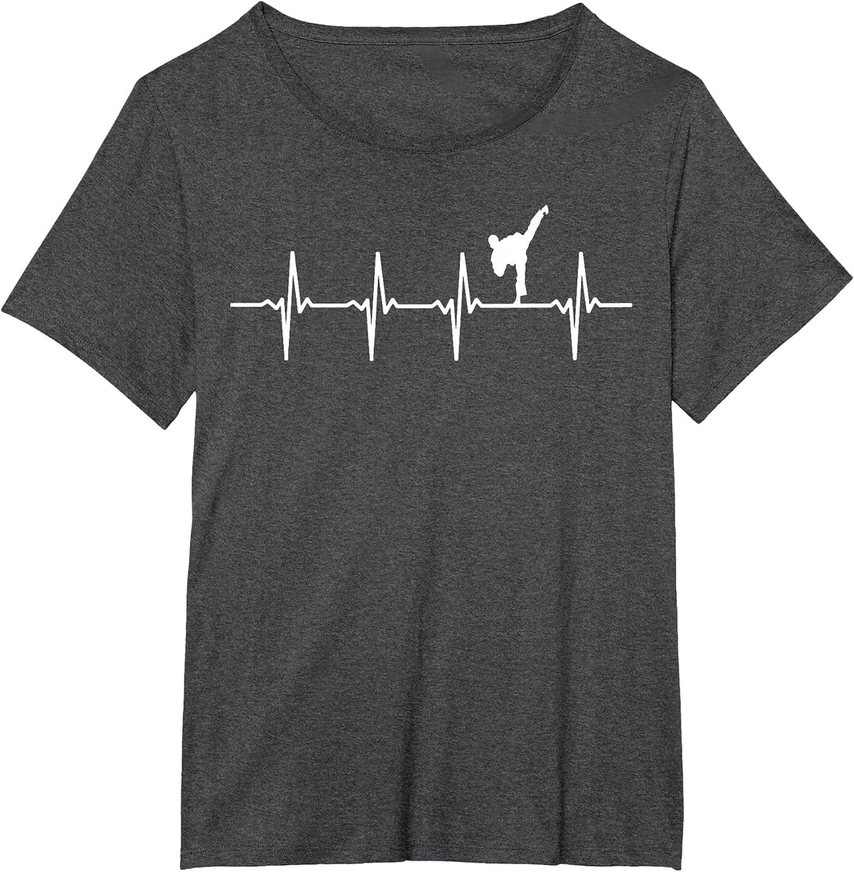 Karate & Taekwondo Heartbeat - Black Belt Karateka T-Shirt - Dark Heather Grey