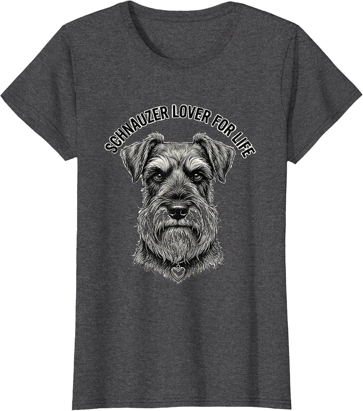 Women's Schnauzer Lover For Life Funny Dog Mom Miniature Schnauzer T-Shirt - Dark Heather Grey