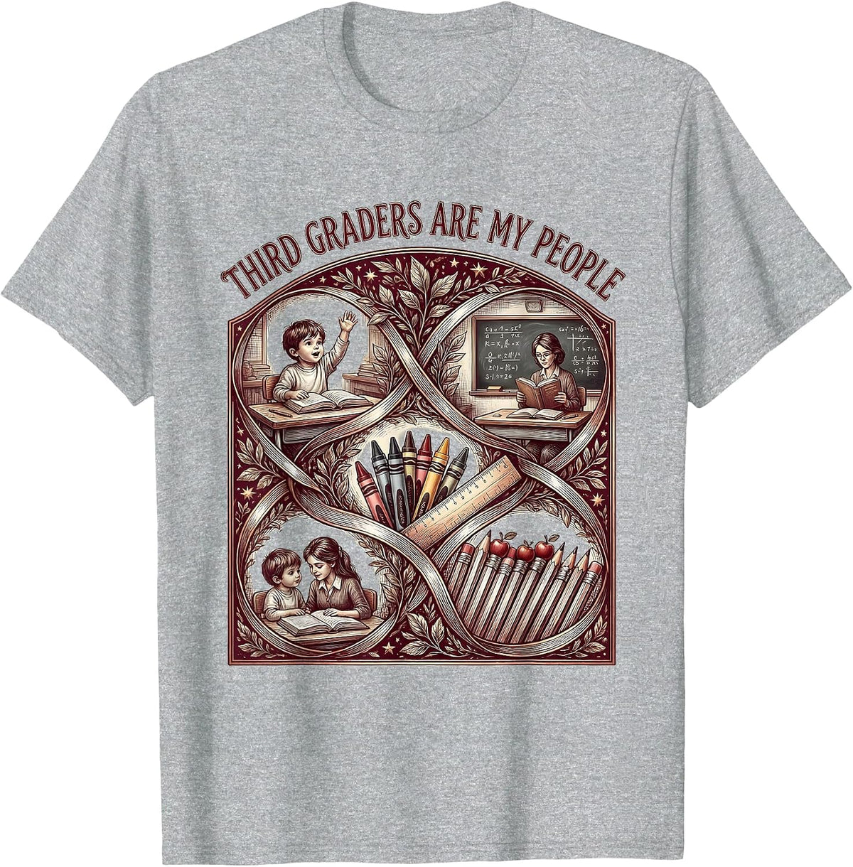 Men's Third Graders Are My People Teacher Design T-Shirt - Heather Grey