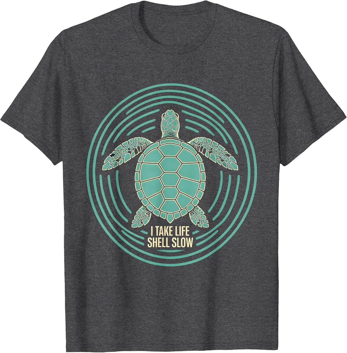 Men's I Take Life Shell Slow Funny Sea Turtle Ocean Animal Lover T-Shirt - Dark Heather Grey