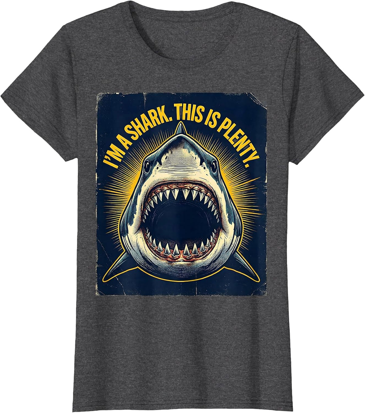 Women's I'm A Shark. This Is Plenty. Funny Shark Lover Halloween T-Shirt - Dark Heather Grey