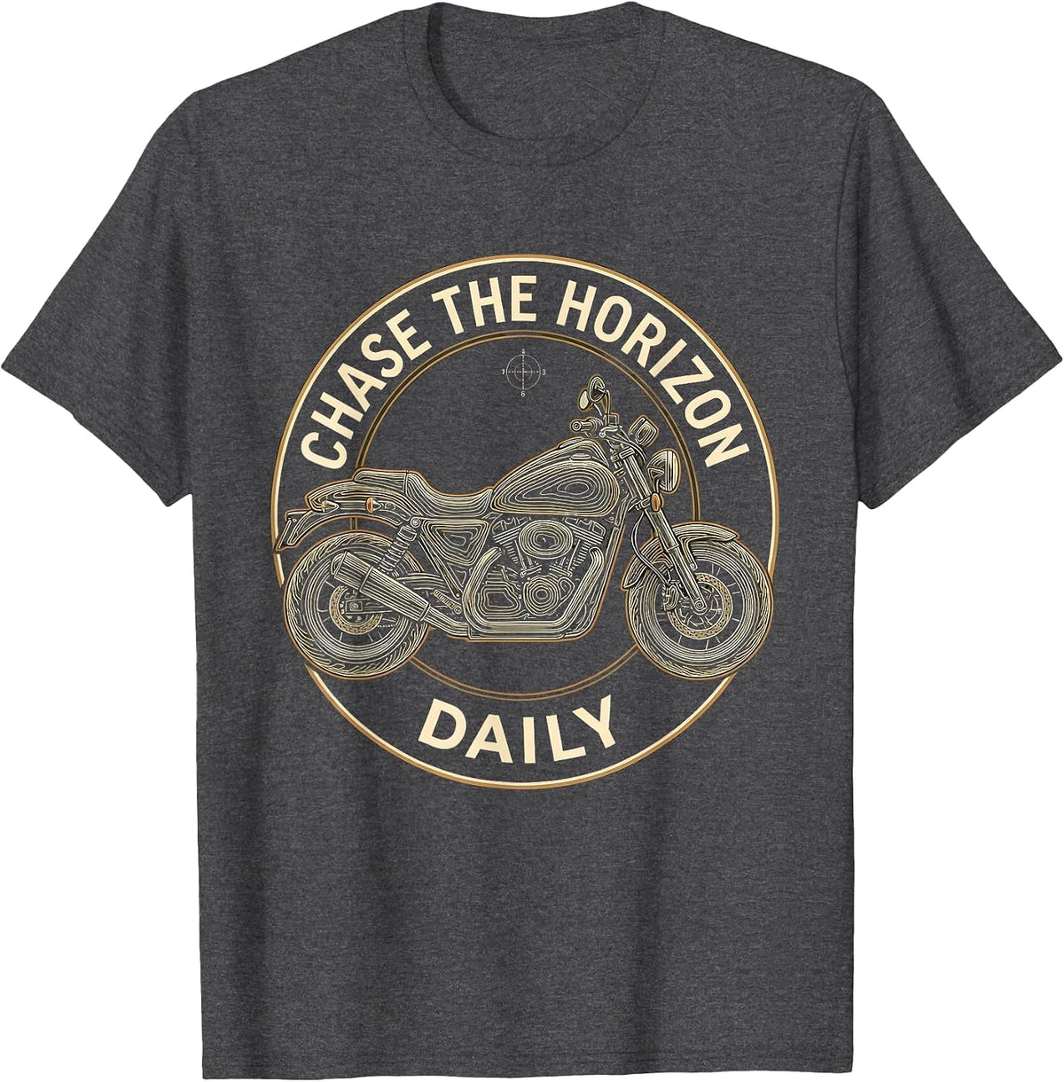 Chase the Horizon Daily Biker Design T-Shirt - Dark Heather Grey