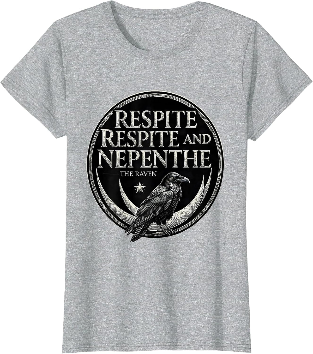 Women's Respite—respite and nepenthe — The Raven Gothic T-Shirt - Heather Grey