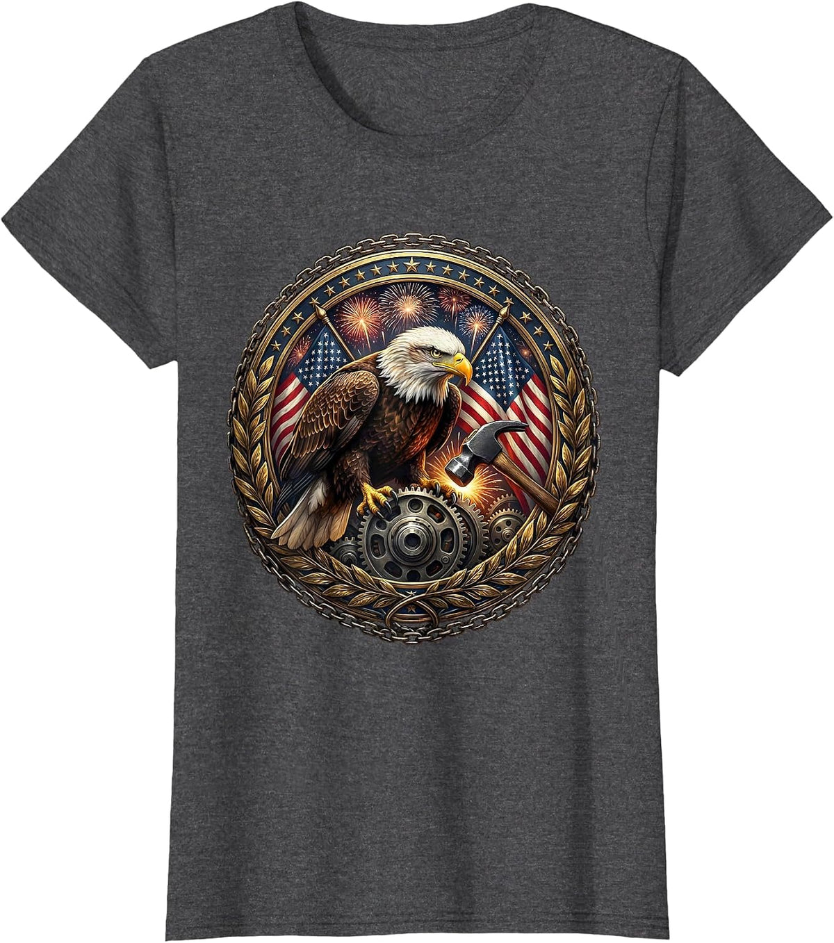 Women's Valley Forge Automotive Blacksmith Hammer Timing Gear T-Shirt - Dark Heather Grey
