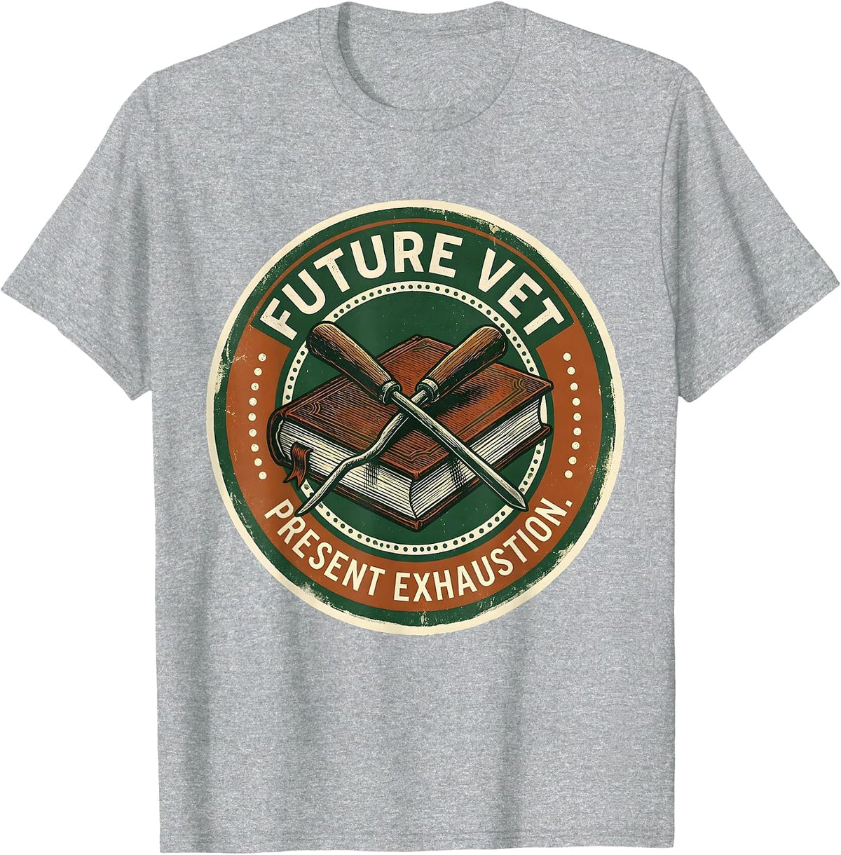 Men's Future Vet Present Exhaustion Funny Veterinarian Vet Tech T-Shirt - Heather Grey