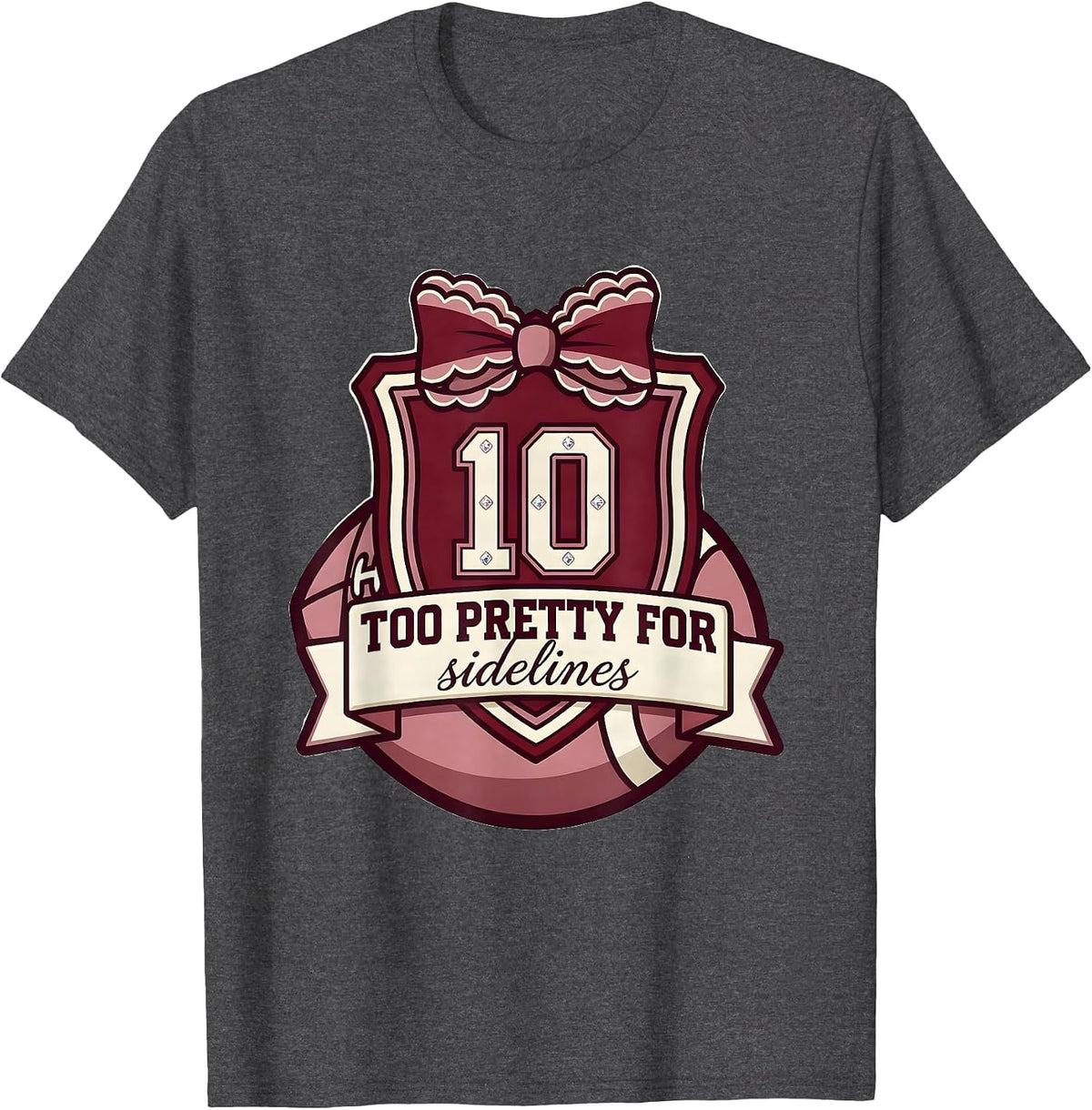 Men's Too Pretty For Sidelines Rugby Design T-Shirt - Dark Heather Grey