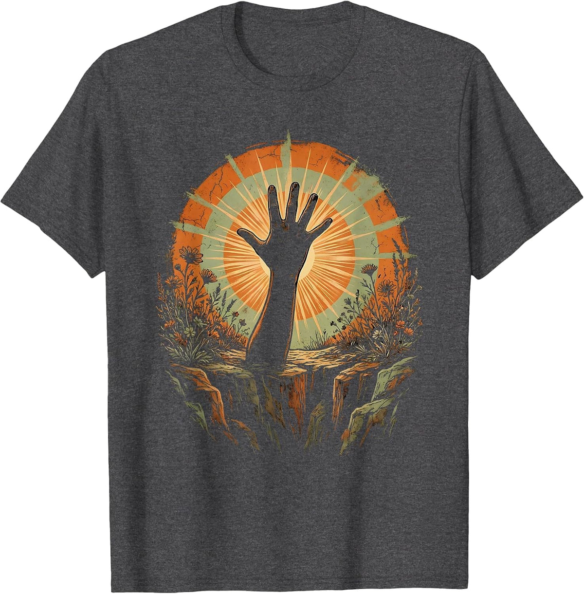 Rock Climber Reaching the Summit Graphic T-Shirt - Dark Heather Grey