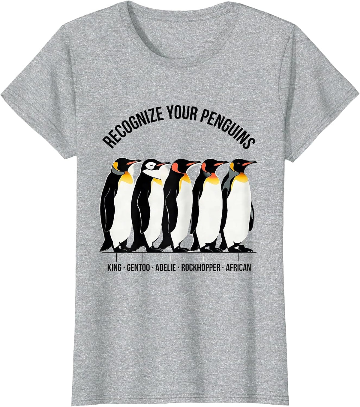 Recognize Your Penguins Penguin Species Identification T-Shirt - Heather Grey