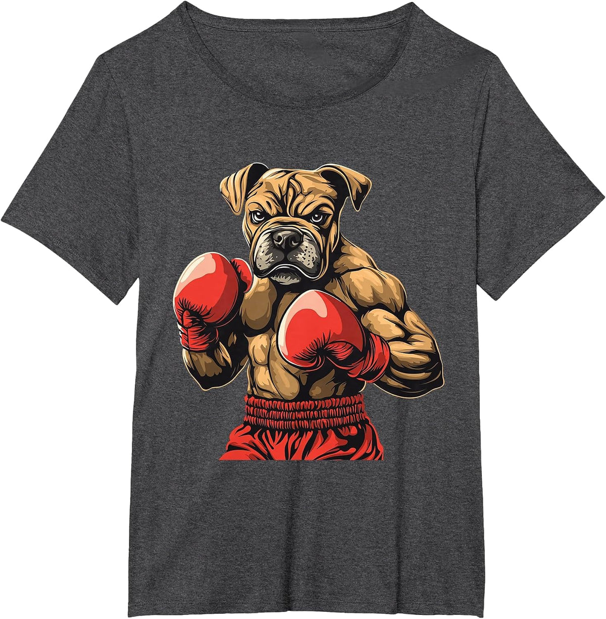 Boxer Dog Boxing Gloves Graphic T-Shirt - Dark Heather Grey