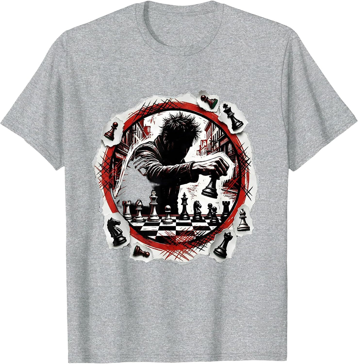 Men's New York Park Chess Player Graphic T-Shirt - Heather Grey
