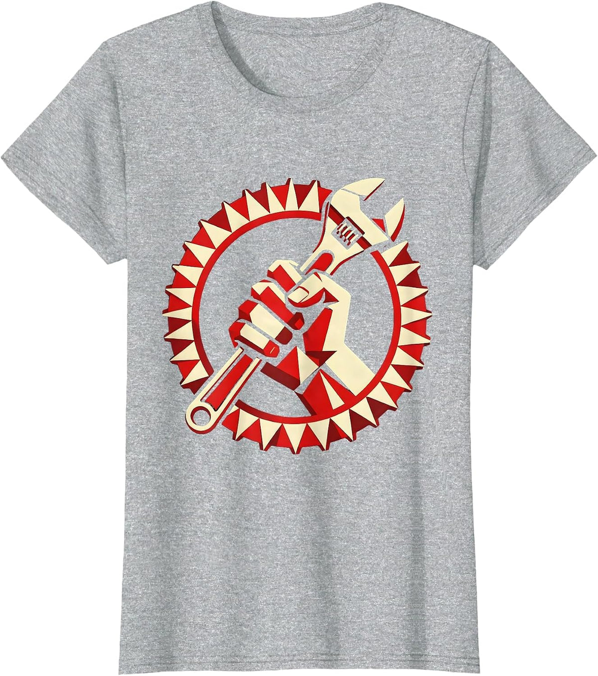 Women's Blue Collar Wrench Grip Hardworking Pride Design T-Shirt - Heather Grey
