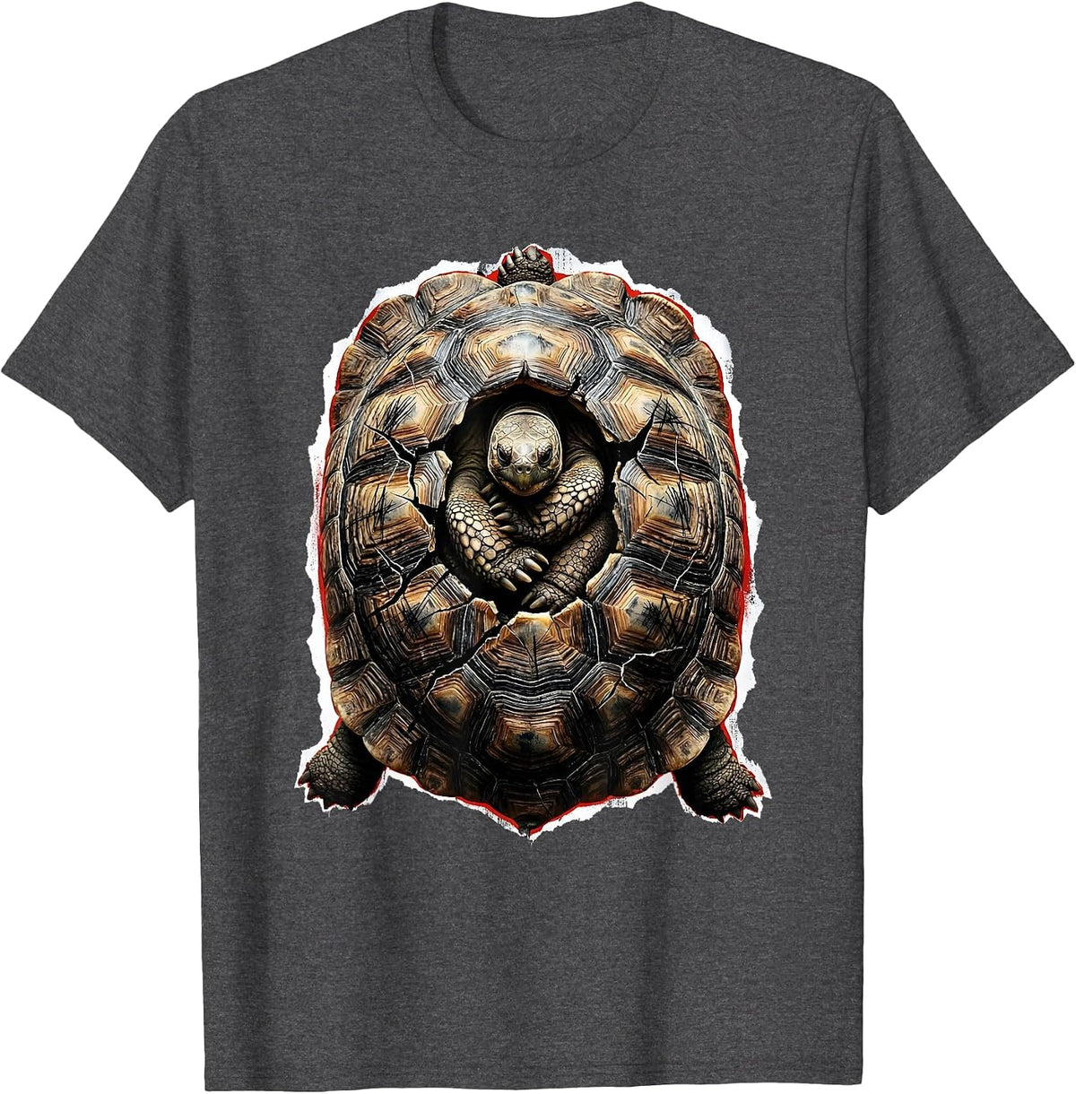 We Do Not Care Club Tortoise Napping in Shell T-Shirt - Dark Heather Grey