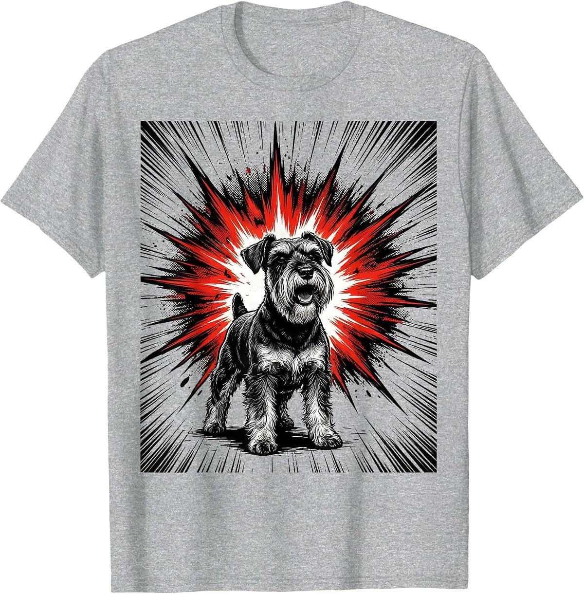 Men's Miniature Schnauzer Comic Book Dog Lover Gift T-Shirt - Heather Grey