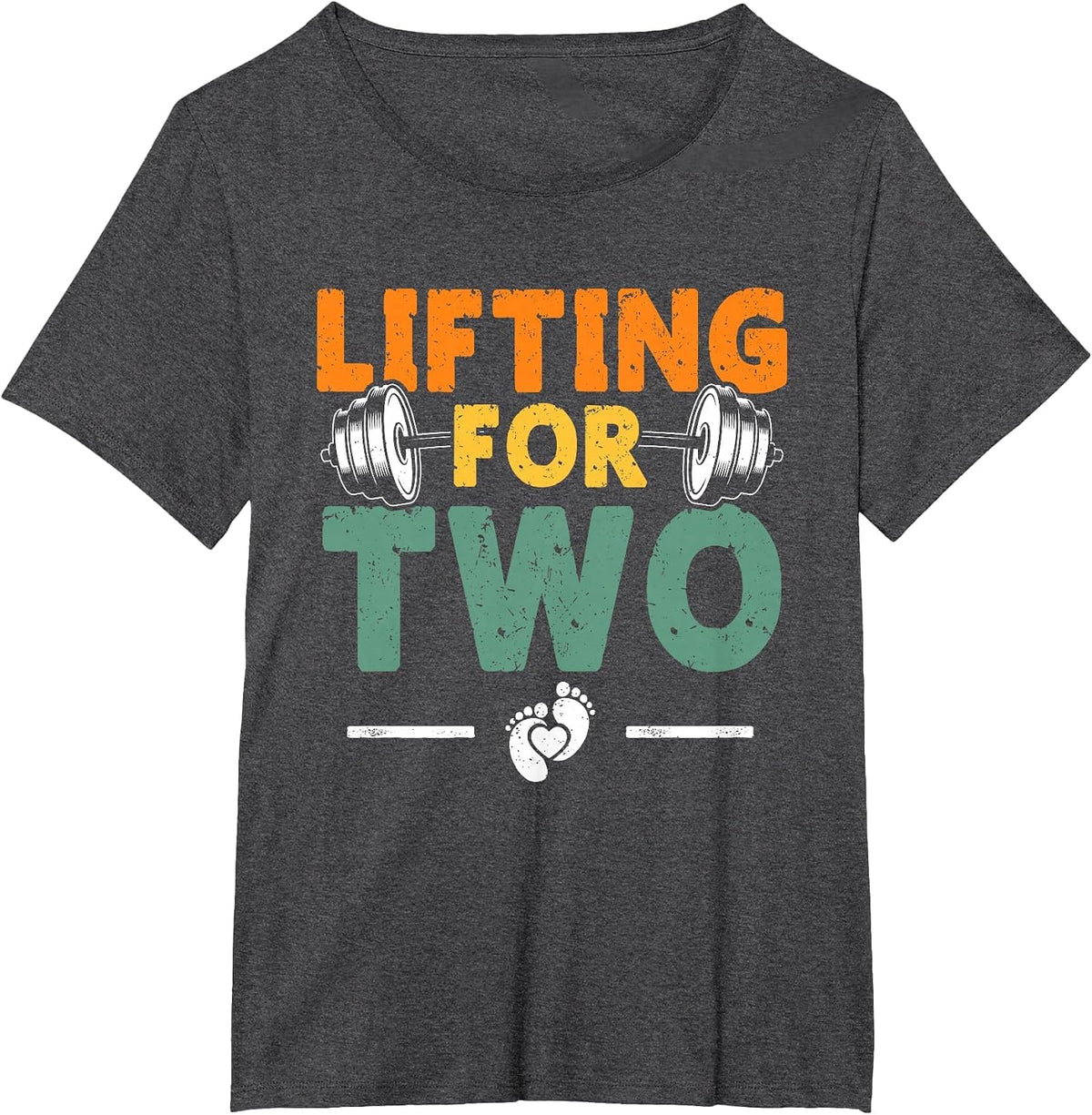 Pregnancy Lifting for Two Funny Weightlifter T-Shirt - Dark Heather Grey