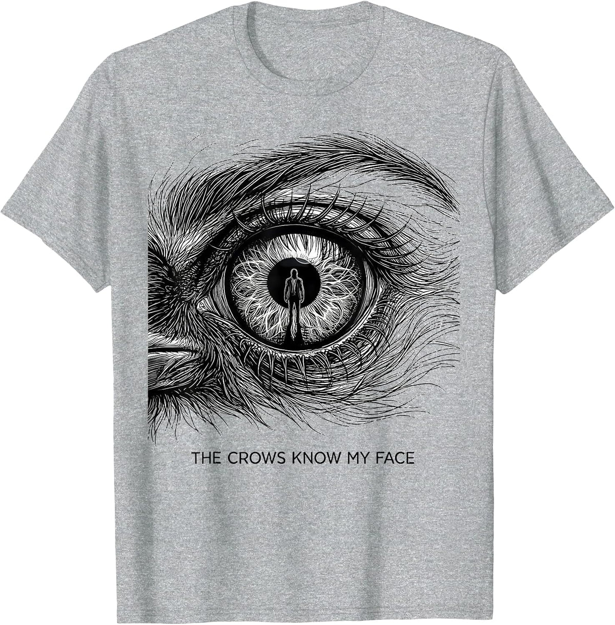 Men's The Crows Know My Face Funny Crow Meme Bird Lover Humor T-Shirt - Heather Grey