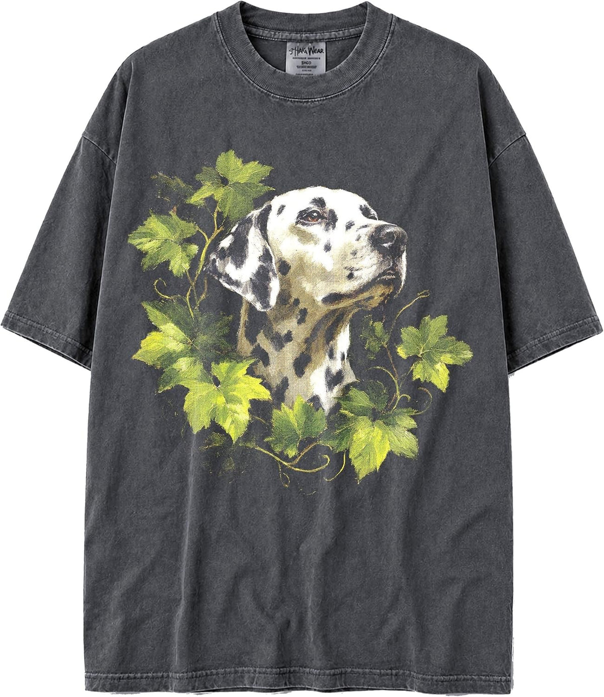 U.S.A. MAX-Heavyweight Faded Shaka Wear Oversized 7.5oz Cotton Tshirt for Men & Women of Animal Paintings - Dalmatian