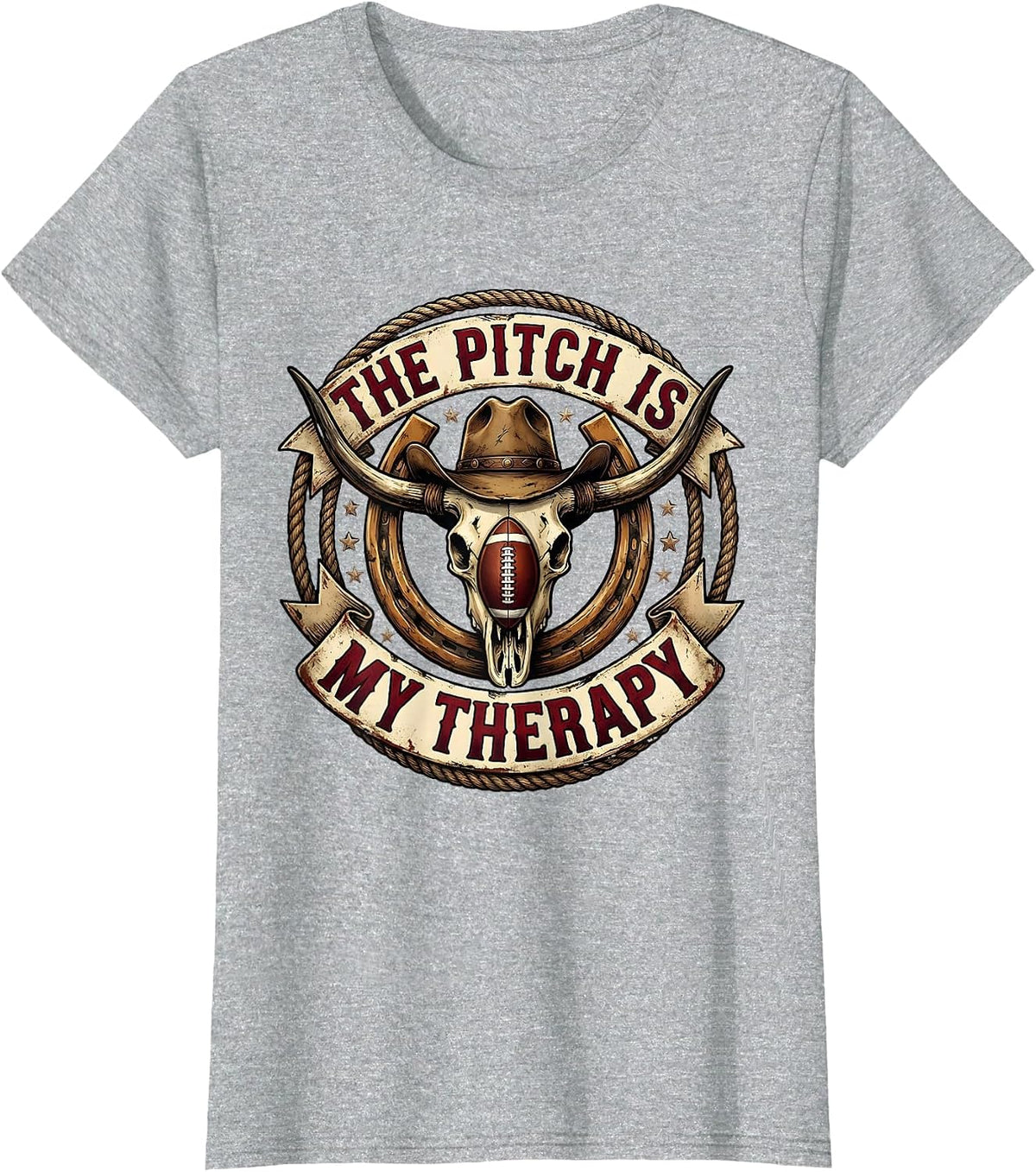 The Pitch Is My Therapy Rugby Design T-Shirt - Heather Grey