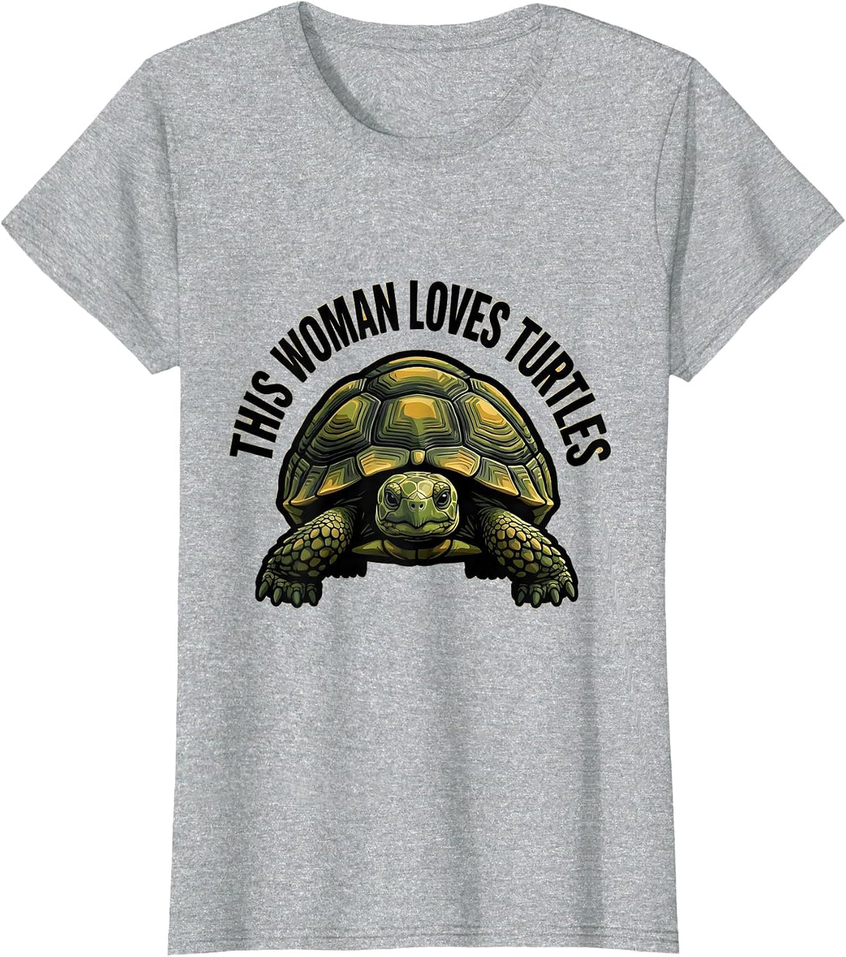 This Woman Loves Turtles Bold Turtle Lover Animal Fan Humor T-Shirt - Heather Grey